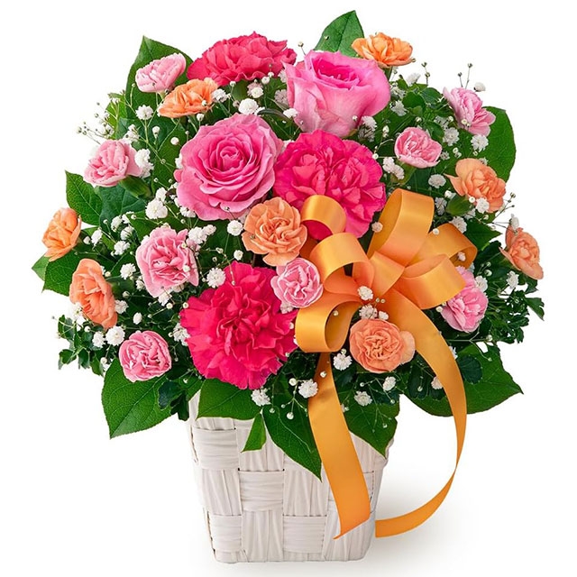 (ピンクバラとカーネーションの母の日アレンジメント)