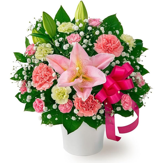 (ピンクユリの母の日アレンジメント)