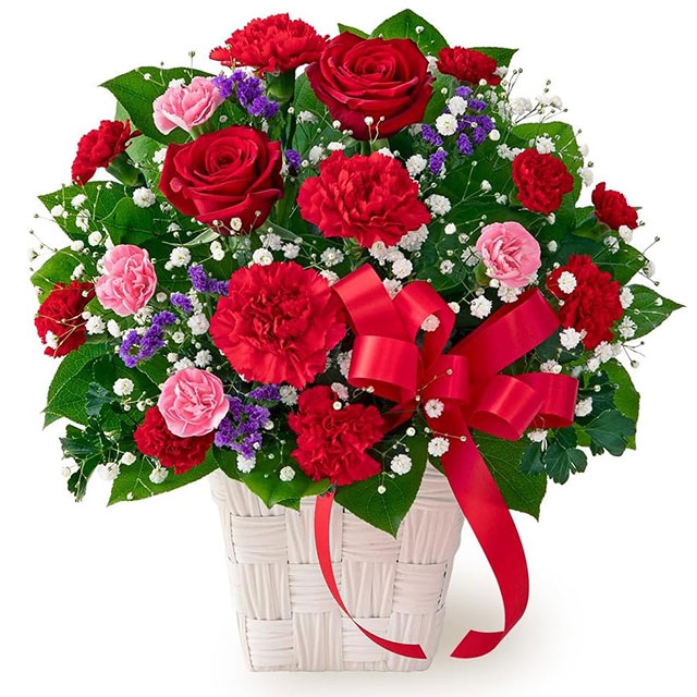(赤バラとカーネーションの母の日アレンジメント)