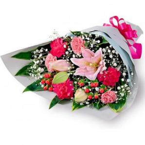 521351(ピンクユリの花束)